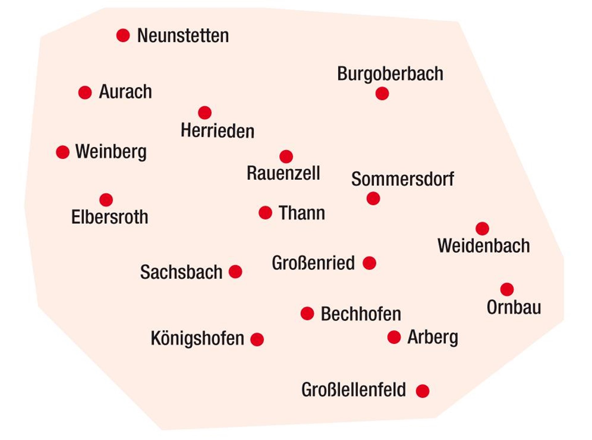 Betreuungsgebiet mit den Orten