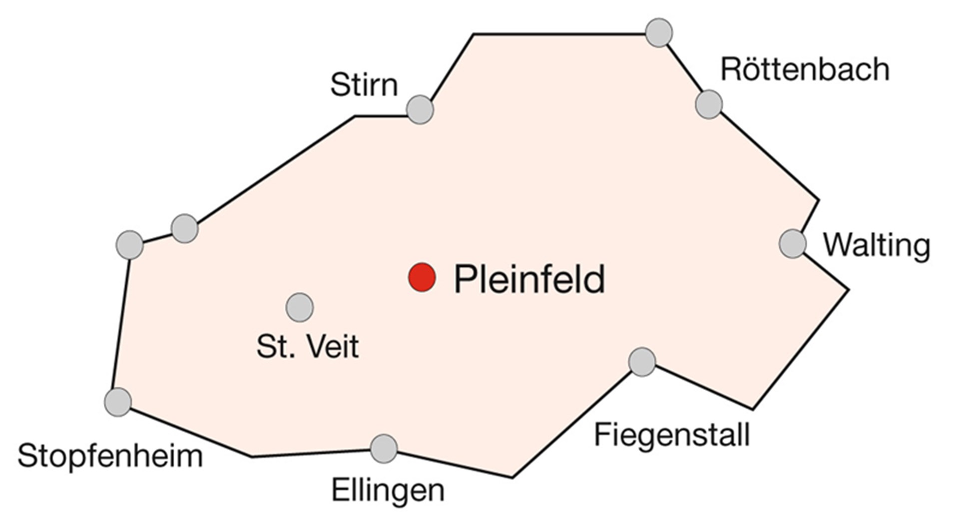 Einzugsgebiet Pleinfeld mit Ortsangaben
