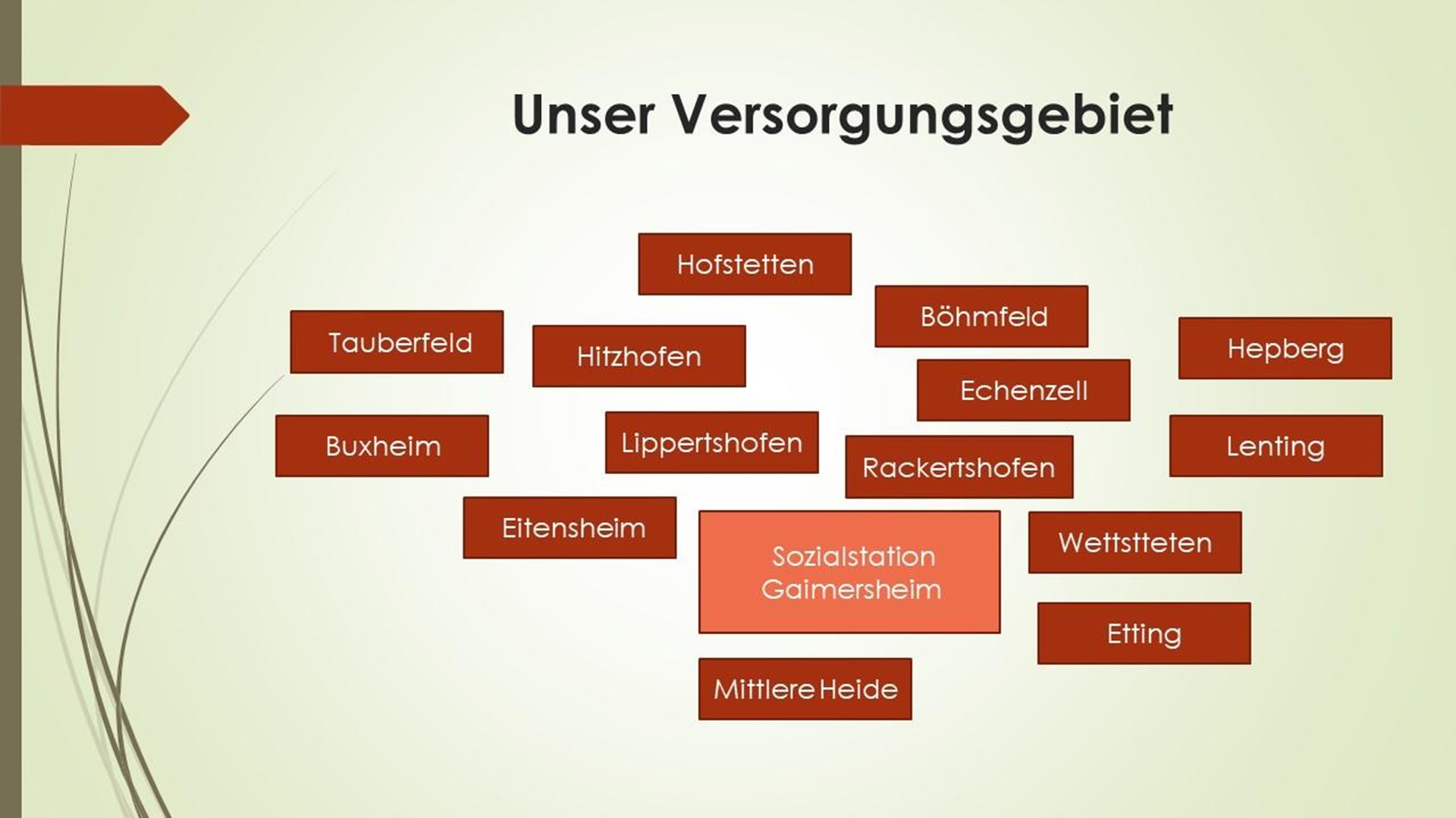Betreuungsgebiet mit Orten der Caritas-Sozialstation Gaimersheim
